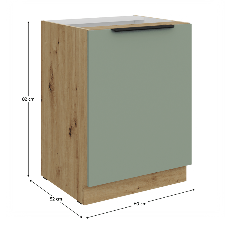 Casa si Gradina - Mobilier - Comode si corpuri - Corpuri bucatarie - Dulapior inferior, aquamarine/stejar artisan, ARSANY 60 D 1F BB - Infinity.ro