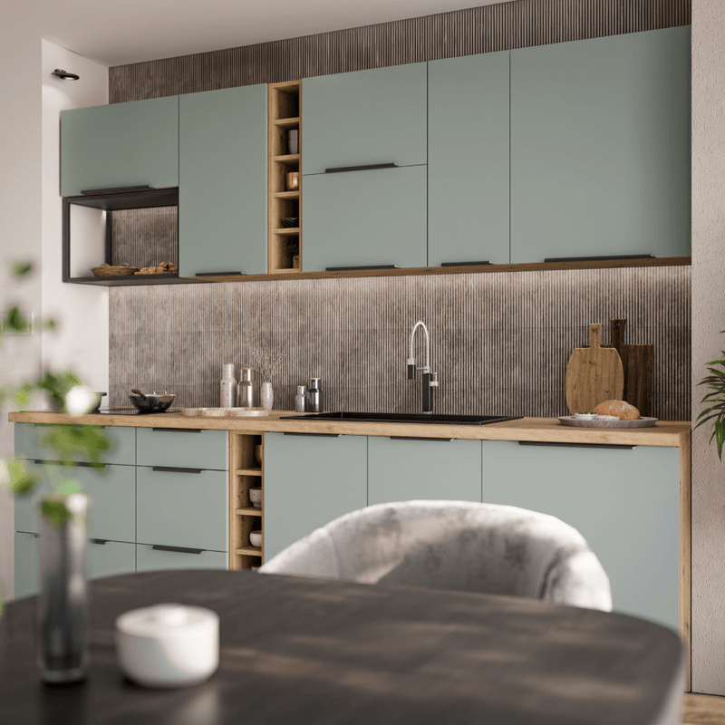 Casa si Gradina - Mobilier - Comode si corpuri - Corpuri bucatarie - Dulapior pentru chiuveta, aquamarine/stejar artisan, ARSANY 80 ZL 1S BB - Infinity.ro