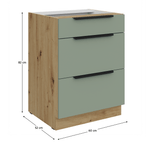 Casa si Gradina - Mobilier - Comode si corpuri - Corpuri bucatarie - Dulapior inferior, aquamarine/stejar artisan, ARSANY 60 D 3S BB - Infinity.ro