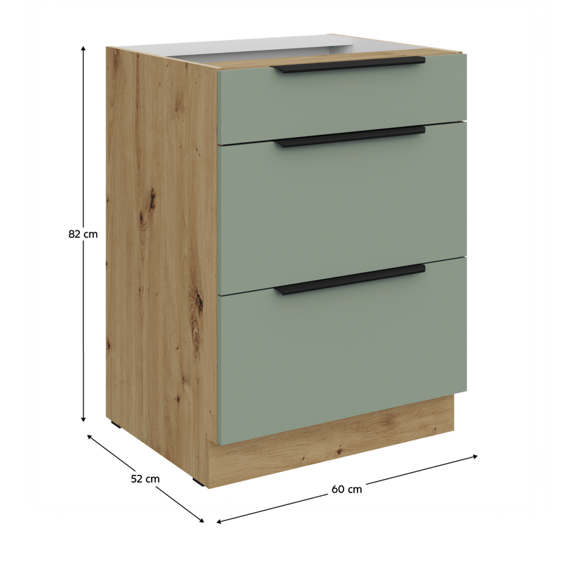 Casa si Gradina - Mobilier - Comode si corpuri - Corpuri bucatarie - Dulapior inferior, aquamarine/stejar artisan, ARSANY 60 D 3S BB - Infinity.ro