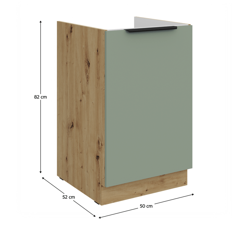 Casa si Gradina - Mobilier - Comode si corpuri - Corpuri bucatarie - Dulapior pentru chiuveta, aquamarine/stejar artisan, ARSANY 50 ZL 1F BB - Infinity.ro