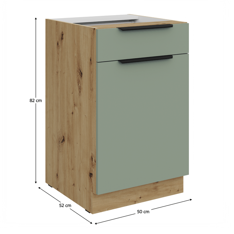 Casa si Gradina - Mobilier - Comode si corpuri - Corpuri bucatarie - Dulapior inferior, aquamarine/stejar artisan, ARSANY 50 D 1F 1S BB - Infinity.ro