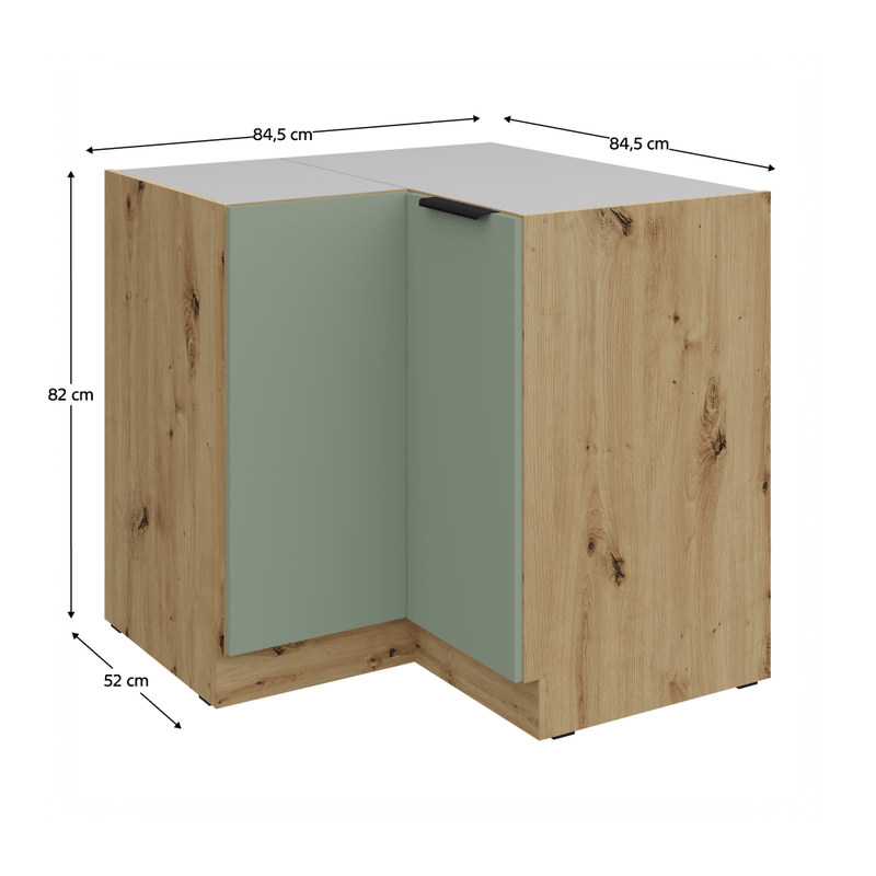 Casa si Gradina - Mobilier - Comode si corpuri - Corpuri bucatarie - Dulapior inferior de colt, aquamarine/stejar artisan, ARSANY 90x90 DN 2F BB - Infinity.ro