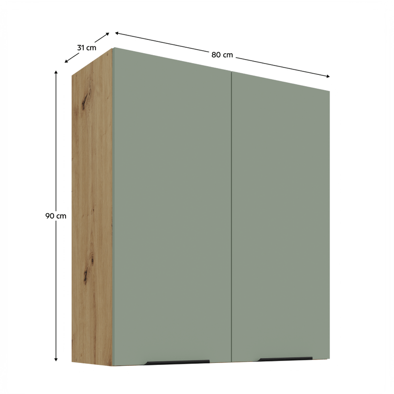 Casa si Gradina - Mobilier - Comode si corpuri - Corpuri bucatarie - Dulapior superior, aquamarine/stejar artisan, ARSANY 80 G-90 2F - Infinity.ro