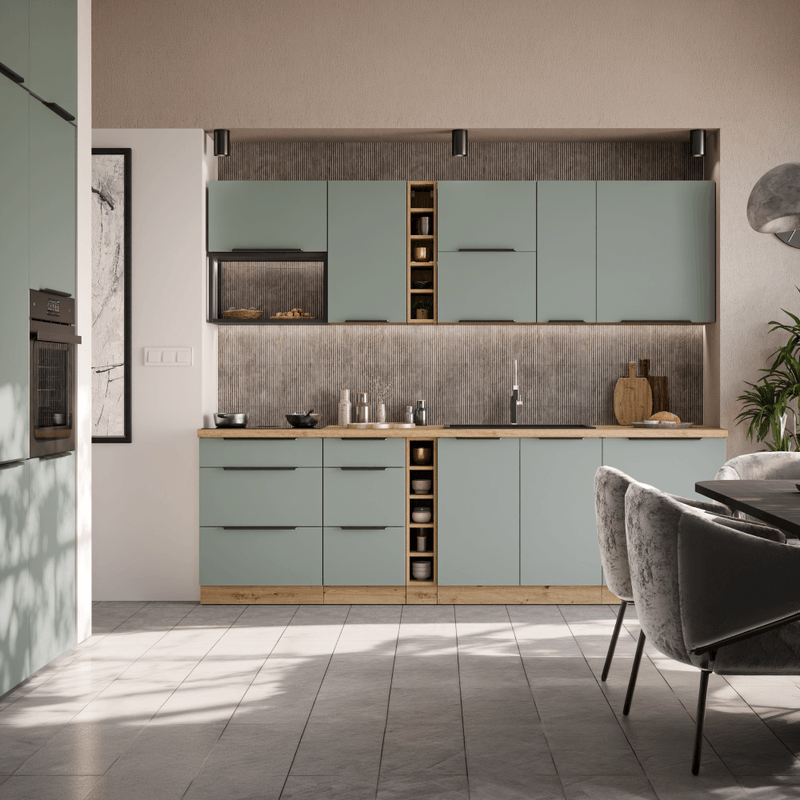 Casa si Gradina - Mobilier - Comode si corpuri - Corpuri bucatarie - Dulapior superior, aquamarine/stejar artisan, ARSANY 80 G-108 2F - Infinity.ro