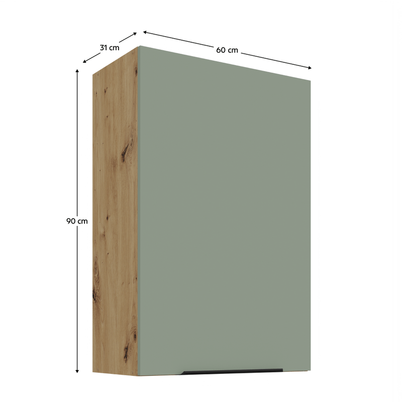 Casa si Gradina - Mobilier - Comode si corpuri - Corpuri bucatarie - Dulapior superior, aquamarine/stejar artisan, ARSANY 60 G-90 1F - Infinity.ro