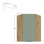 Casa si Gradina - Mobilier - Comode si corpuri - Corpuri bucatarie - Dulapior de colt superior, aquamarine/stejar artisan, ARSANY 60x60 GN-90 1F - Infinity.ro
