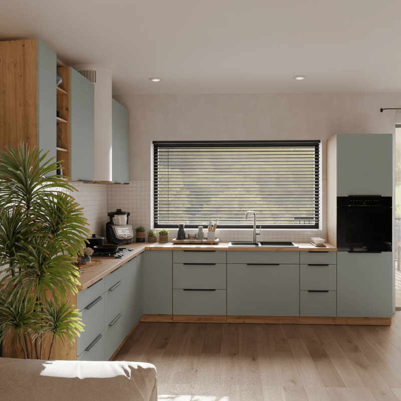 Casa si Gradina - Mobilier - Comode si corpuri - Corpuri bucatarie - Dulapior de colt superior, aquamarine/stejar artisan, ARSANY 60x60 GN-72 1F - Infinity.ro