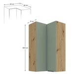 Casa si Gradina - Mobilier - Comode si corpuri - Corpuri bucatarie - Dulapior de colt superior, aquamarine/stejar artisan, ARSANY 60x60 GN-108 2F - Infinity.ro