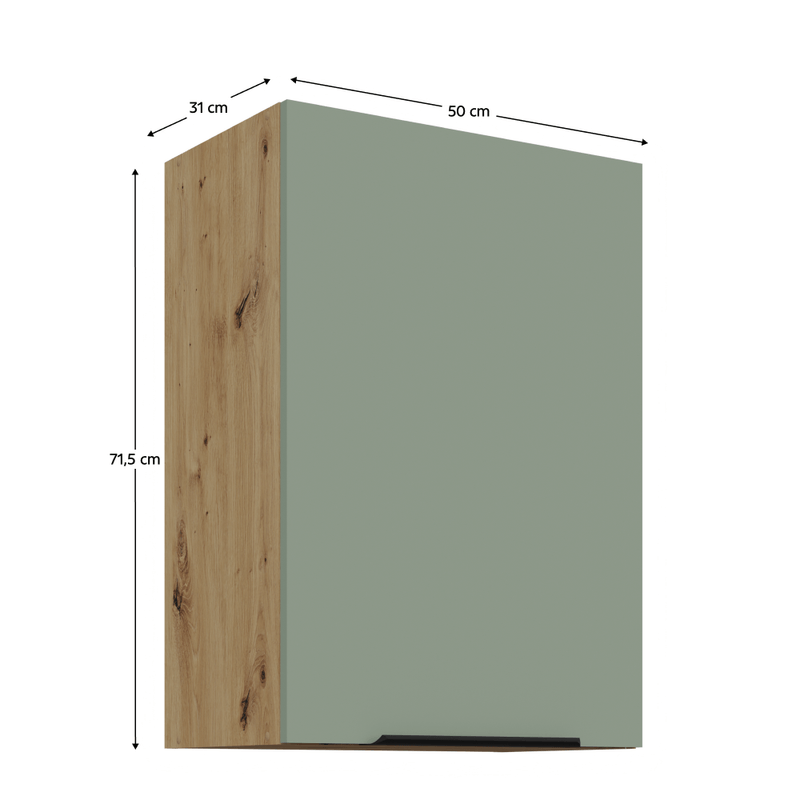 Casa si Gradina - Mobilier - Comode si corpuri - Corpuri bucatarie - Dulapior superior, aquamarine/stejar artisan, ARSANY 50 G-72 1F - Infinity.ro
