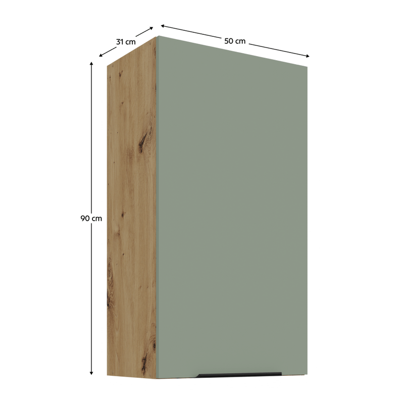Casa si Gradina - Mobilier - Comode si corpuri - Corpuri bucatarie - Dulapior superior, aquamarine/stejar artisan, ARSANY 50 G-90 1F - Infinity.ro
