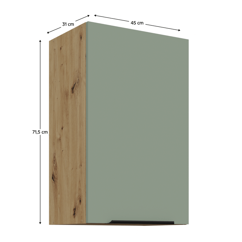 Casa si Gradina - Mobilier - Comode si corpuri - Corpuri bucatarie - Dulapior superior, aquamarine/stejar artisan, ARSANY 45 G-72 1F - Infinity.ro