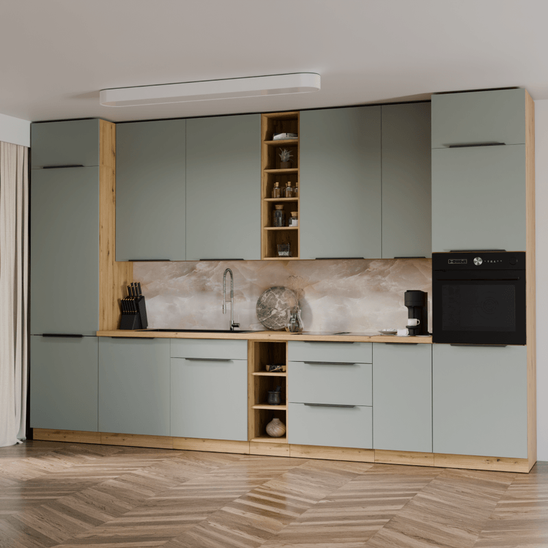 Casa si Gradina - Mobilier - Comode si corpuri - Corpuri bucatarie - Dulapior superior, aquamarine/stejar artisan, ARSANY 50 NAGU-36 1F - Infinity.ro