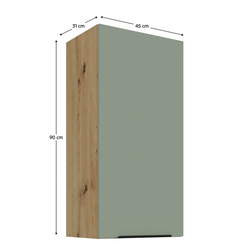 Casa si Gradina - Mobilier - Comode si corpuri - Corpuri bucatarie - Dulapior superior, aquamarine/stejar artisan, ARSANY 45 G-90 1F - Infinity.ro