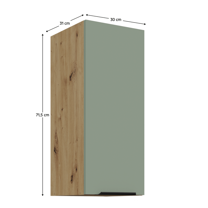 Casa si Gradina - Mobilier - Comode si corpuri - Corpuri bucatarie - Dulapior superior, aquamarine/stejar artisan, ARSANY 30 G-72 1F - Infinity.ro