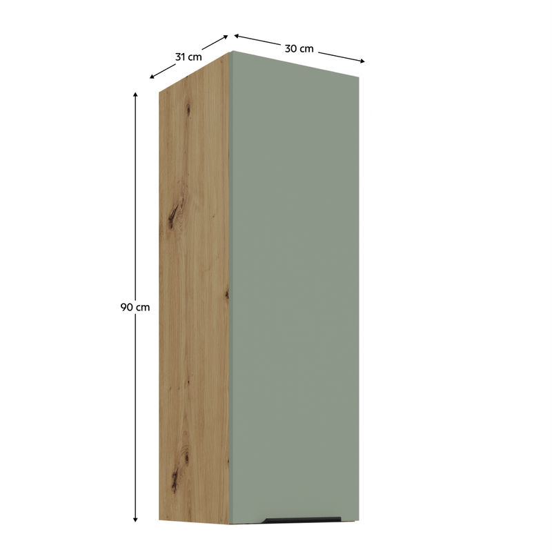 Casa si Gradina - Mobilier - Comode si corpuri - Corpuri bucatarie - Dulapior superior, aquamarine/stejar artisan, ARSANY 30 G-90 1F - Infinity.ro