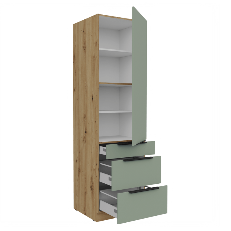 Casa si Gradina - Mobilier - Comode si corpuri - Corpuri bucatarie - Dulapior inalt, aquamarine/stejar artisan, ARSANY 60 DKS-210 3S1F - Infinity.ro