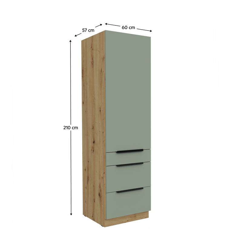 Casa si Gradina - Mobilier - Comode si corpuri - Corpuri bucatarie - Dulapior inalt, aquamarine/stejar artisan, ARSANY 60 DKS-210 3S1F - Infinity.ro