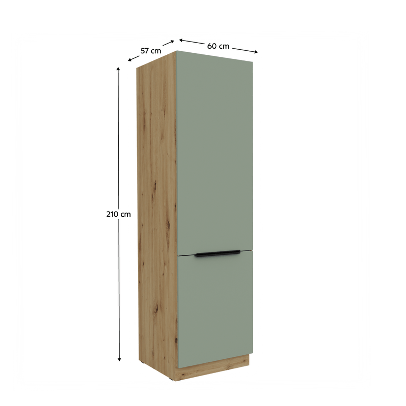 Casa si Gradina - Mobilier - Comode si corpuri - Corpuri bucatarie - Dulapior pentru frigider incorporabil, aquamarine/stejar artisan, ARSANY 60 LO-210 2F - Infinity.ro