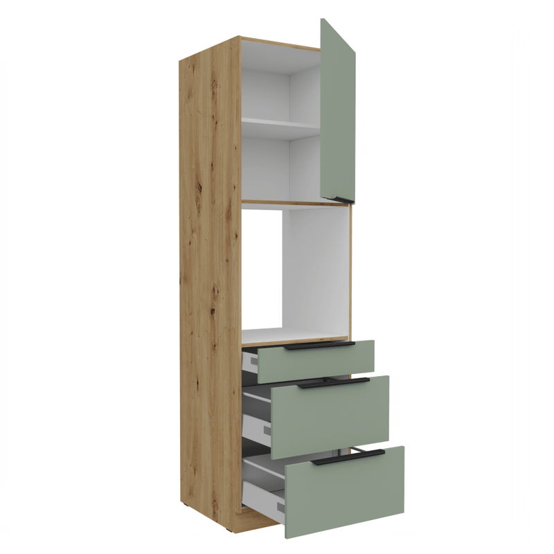 Casa si Gradina - Mobilier - Comode si corpuri - Corpuri bucatarie - Dulapior inalt pentru cuptor incorporabil, aquamarine/stejar artisan, ARSANY 60 DPS-210 3S1F - Infinity.ro