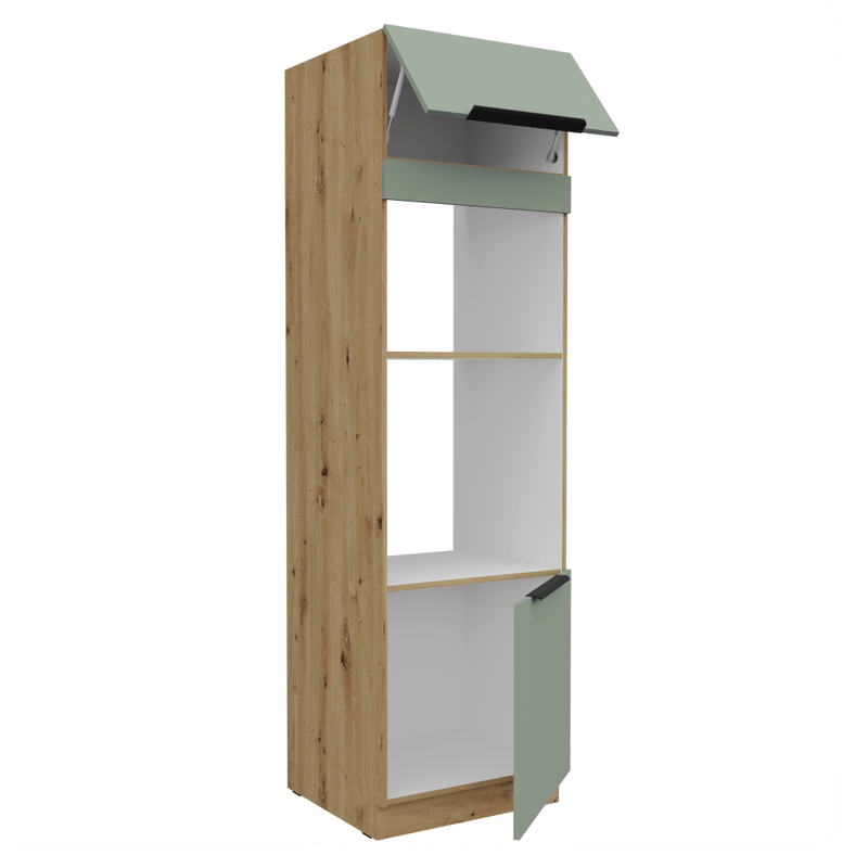 Casa si Gradina - Mobilier - Comode si corpuri - Corpuri bucatarie - Dulapior inalt pentru cuptor si cuptor cu microunde, aquamarine/stejar artisan, ARSANY 60 DPM-210 2F - Infinity.ro