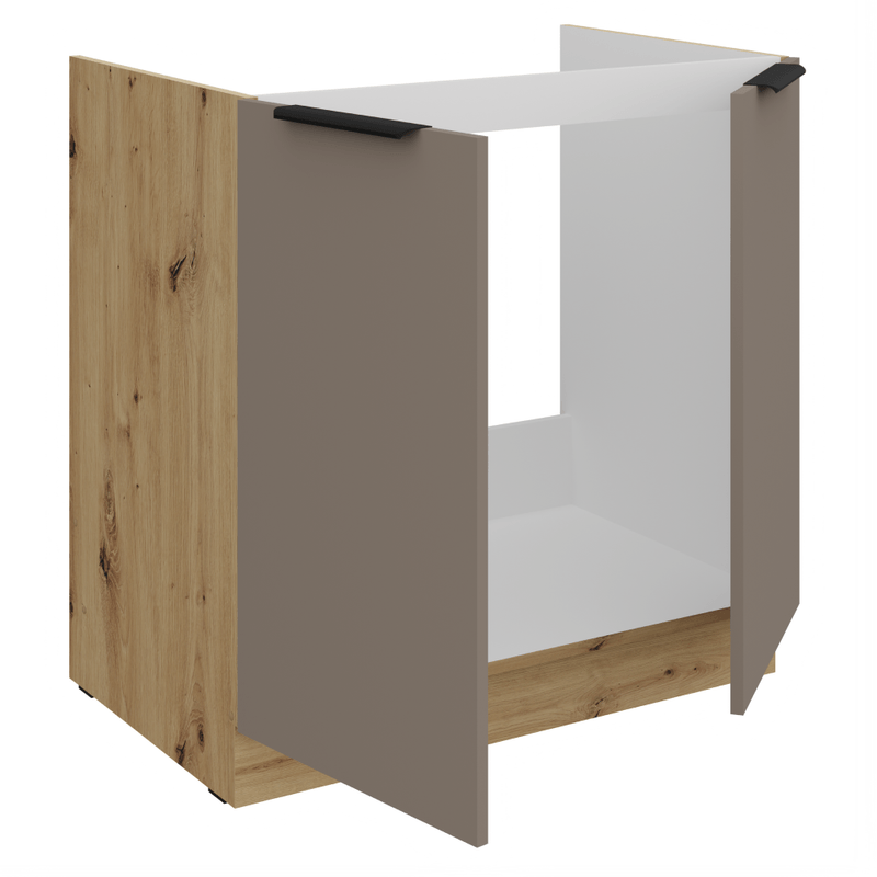 Casa si Gradina - Mobilier - Comode si corpuri - Corpuri bucatarie - Dulapior pentru chiuveta, sandgrau/stejar artisan, FRISBO 80 ZL 2F BB - Infinity.ro