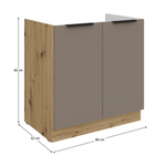 Casa si Gradina - Mobilier - Comode si corpuri - Corpuri bucatarie - Dulapior pentru chiuveta, sandgrau/stejar artisan, FRISBO 80 ZL 2F BB - Infinity.ro