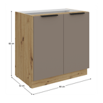 Casa si Gradina - Mobilier - Comode si corpuri - Corpuri bucatarie - Dulapior inferior, sandgrau/stejar artisan, FRISBO 80 D 2F BB - Infinity.ro