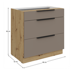 Casa si Gradina - Mobilier - Comode si corpuri - Corpuri bucatarie - Dulapior inferior, sandgrau/stejar artisan, FRISBO 80 D 3S BB - Infinity.ro