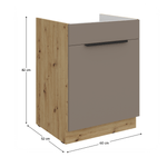 Casa si Gradina - Mobilier - Comode si corpuri - Corpuri bucatarie - Dulapior pentru chiuveta, sandgrau/stejar artisan, FRISBO 60 ZL 1S BB - Infinity.ro