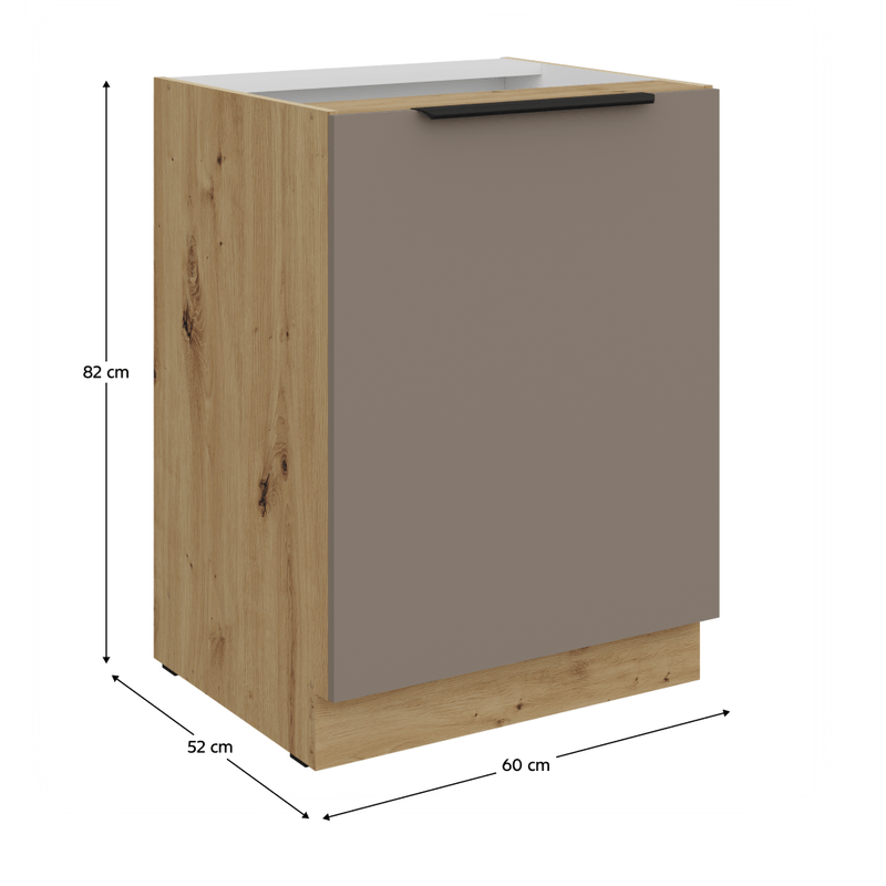Casa si Gradina - Mobilier - Comode si corpuri - Corpuri bucatarie - Dulapior inferior, sandgrau/stejar artisan, FRISBO 60 D 1F BB - Infinity.ro