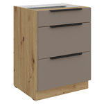 Casa si Gradina - Mobilier - Comode si corpuri - Corpuri bucatarie - Dulapior inferior, sandgrau/stejar artisan, FRISBO 60 D 3S BB - Infinity.ro