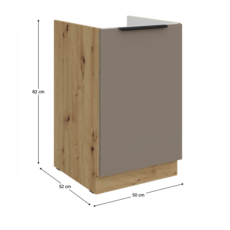 Casa si Gradina - Mobilier - Comode si corpuri - Corpuri bucatarie - Dulapior pentru chiuveta, sandgrau/stejar artisan, FRISBO 50 ZL 1F BB - Infinity.ro