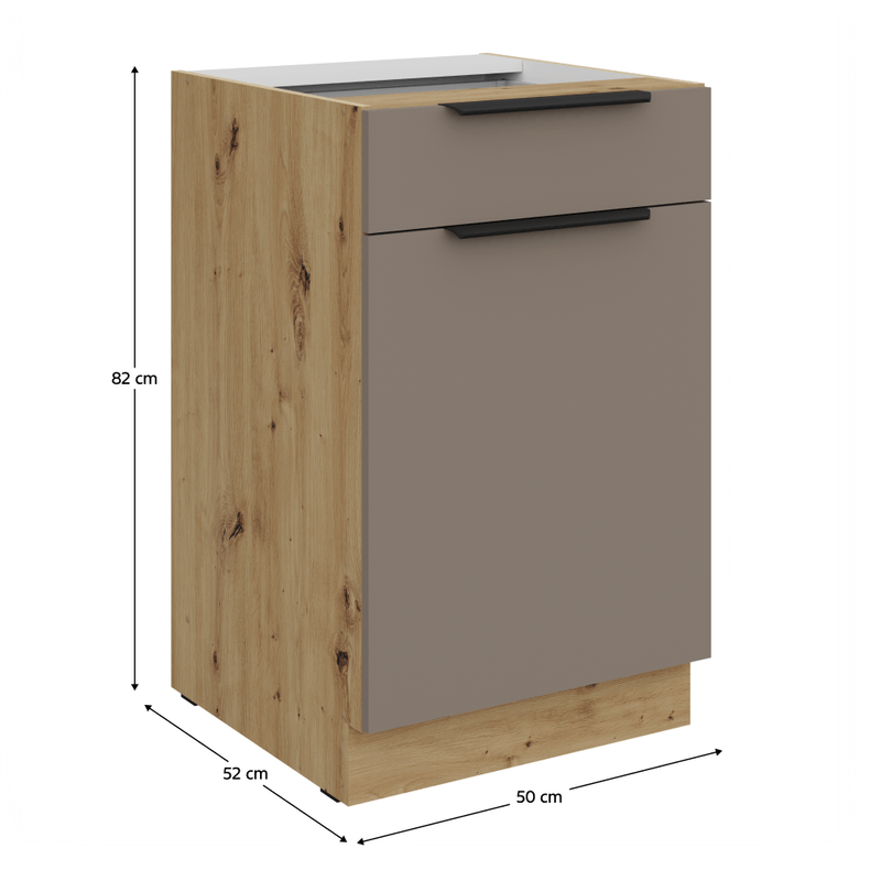 Casa si Gradina - Mobilier - Comode si corpuri - Corpuri bucatarie - Dulapior inferior, sandgrau/stejar artisan, FRISBO 50 D 1F 1S BB - Infinity.ro