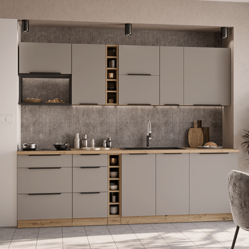 Casa si Gradina - Mobilier - Comode si corpuri - Corpuri bucatarie - Dulapior inferior, sandgrau/stejar artisan, FRISBO 60 D 3S BB - Infinity.ro