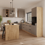 Casa si Gradina - Mobilier - Comode si corpuri - Corpuri bucatarie - Dulapior inferior pentru aragaz incorporabil, sandgrau/stejar artisan, FRISBO 60 D GAZ BB - Infinity.ro