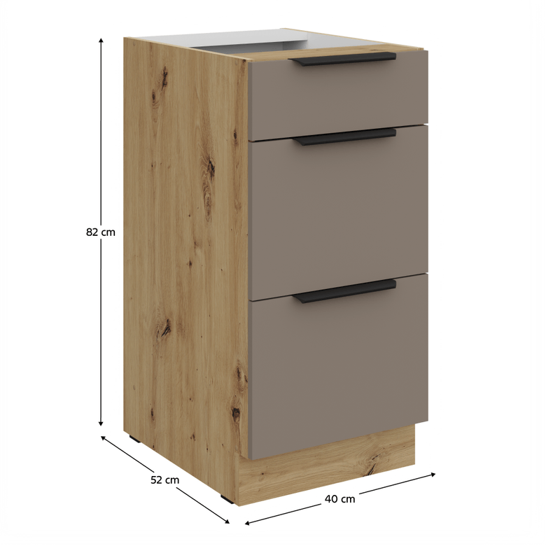 Casa si Gradina - Mobilier - Comode si corpuri - Corpuri bucatarie - Dulapior inferior, sandgrau/stejar artisan, FRISBO 40 D 3S BB - Infinity.ro