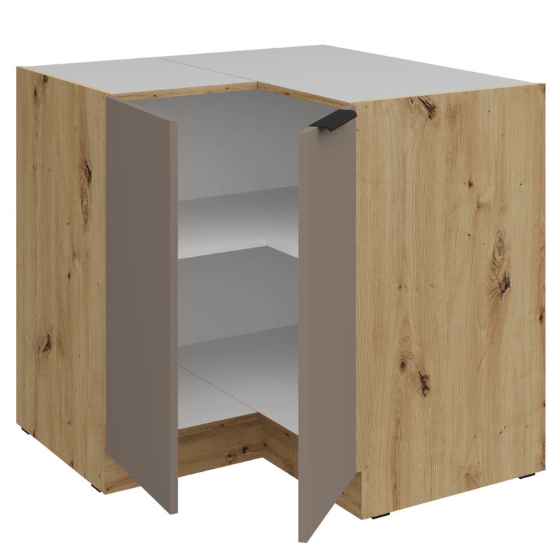 Casa si Gradina - Mobilier - Comode si corpuri - Corpuri bucatarie - Dulapior inferior de colt, sandgrau/stejar artisan, FRISBO 90x90 DN 2F BB - Infinity.ro