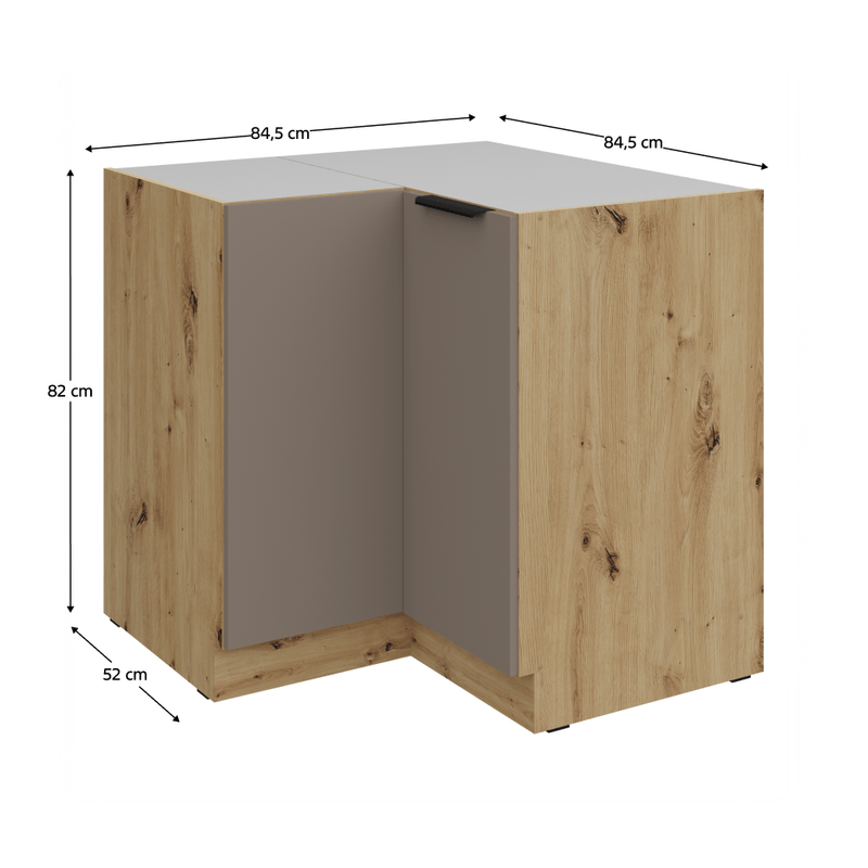 Casa si Gradina - Mobilier - Comode si corpuri - Corpuri bucatarie - Dulapior inferior de colt, sandgrau/stejar artisan, FRISBO 90x90 DN 2F BB - Infinity.ro