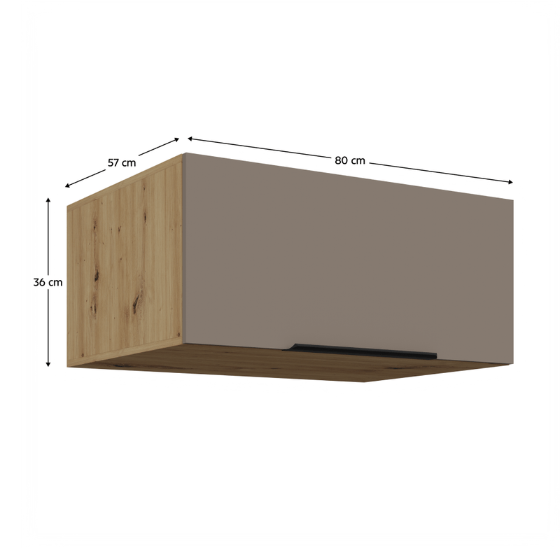 Casa si Gradina - Mobilier - Comode si corpuri - Corpuri bucatarie - Dulapior superior, sandgrau/stejar artisan, FRISBO 80 NAGU-36 1F - Infinity.ro