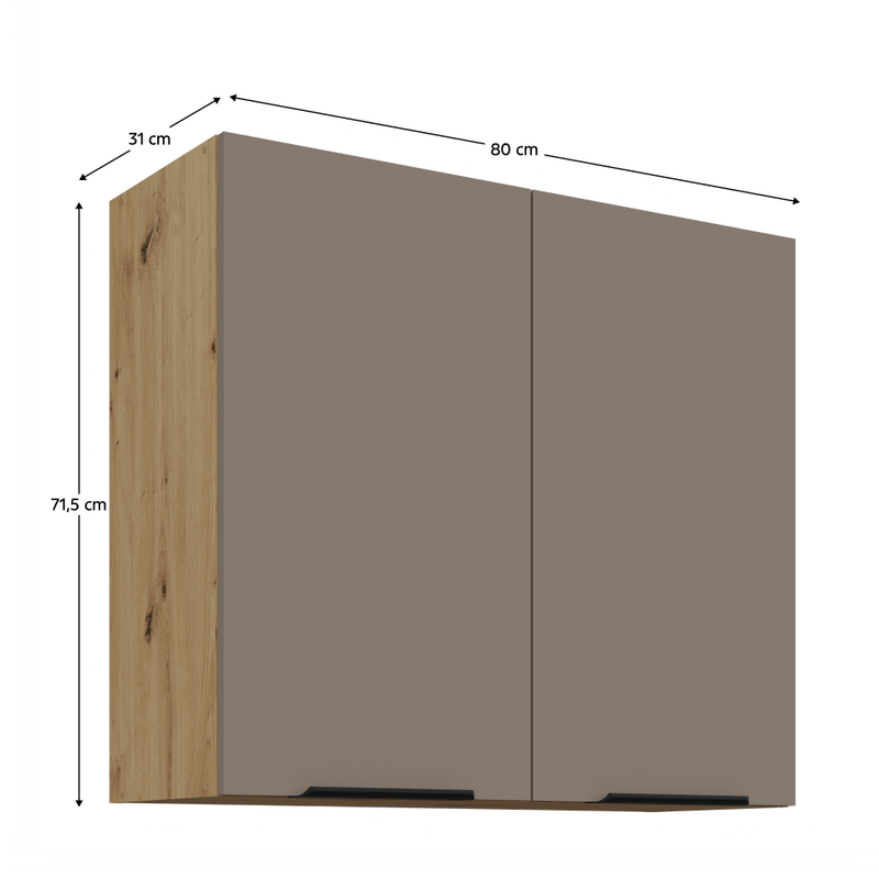 Casa si Gradina - Mobilier - Comode si corpuri - Corpuri bucatarie - Dulapior superior, sandgrau/stejar artisan, FRISBO 80 G-72 2F - Infinity.ro