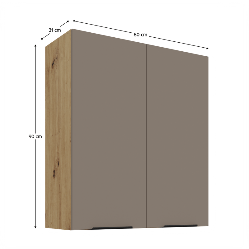 Casa si Gradina - Mobilier - Comode si corpuri - Corpuri bucatarie - Dulapior superior, sandgrau/stejar artisan, FRISBO 80 G-90 2F - Infinity.ro