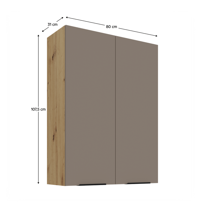 Casa si Gradina - Mobilier - Comode si corpuri - Corpuri bucatarie - Dulapior superior, sandgrau/stejar artisan, FRISBO 80 G-108 2F - Infinity.ro