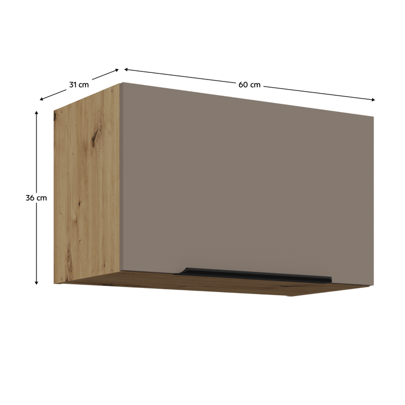 Casa si Gradina - Mobilier - Comode si corpuri - Corpuri bucatarie - Dulapior superior, sandgrau/stejar artisan, FRISBO 60 GU-36 1F - Infinity.ro
