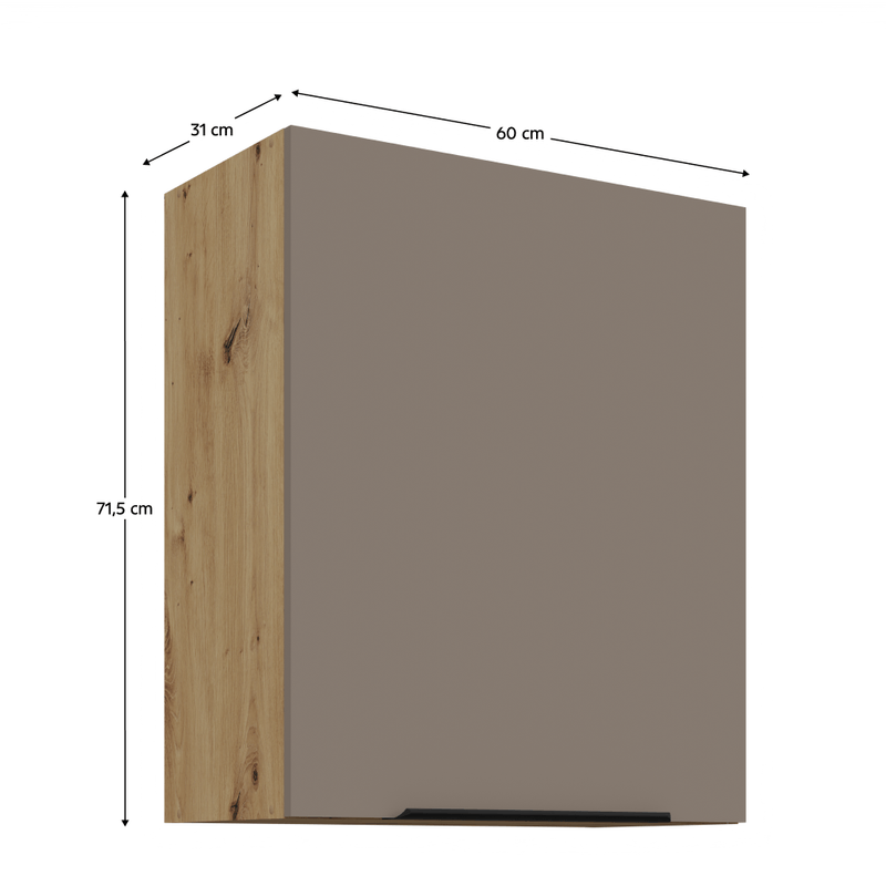 Casa si Gradina - Mobilier - Comode si corpuri - Corpuri bucatarie - Dulapior superior, sandgrau/stejar artisan, FRISBO 60 G-72 1F - Infinity.ro