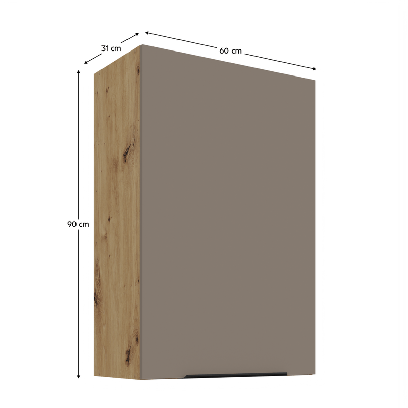 Casa si Gradina - Mobilier - Comode si corpuri - Corpuri bucatarie - Dulapior superior, sandgrau/stejar artisan, FRISBO 60 G-90 1F - Infinity.ro