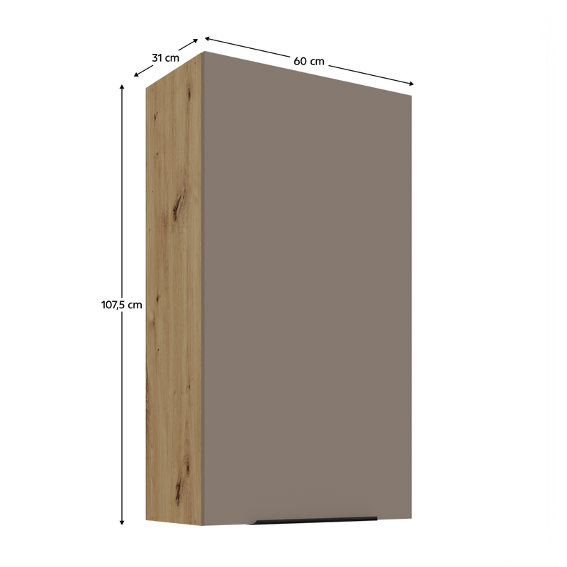 Casa si Gradina - Mobilier - Comode si corpuri - Corpuri bucatarie - Dulapior superior, sandgrau/stejar artisan, FRISBO 60 G-108 1F - Infinity.ro