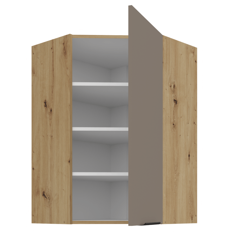 Casa si Gradina - Mobilier - Comode si corpuri - Corpuri bucatarie - Dulapior de colt superior, sandgrau/stejar artisan, FRISBO 60x60 GN-90 1F - Infinity.ro