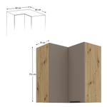 Casa si Gradina - Mobilier - Comode si corpuri - Corpuri bucatarie - Dulapior de colt superior, sandgrau/stejar artisan, FRISBO 60x60 GN-72 2F - Infinity.ro
