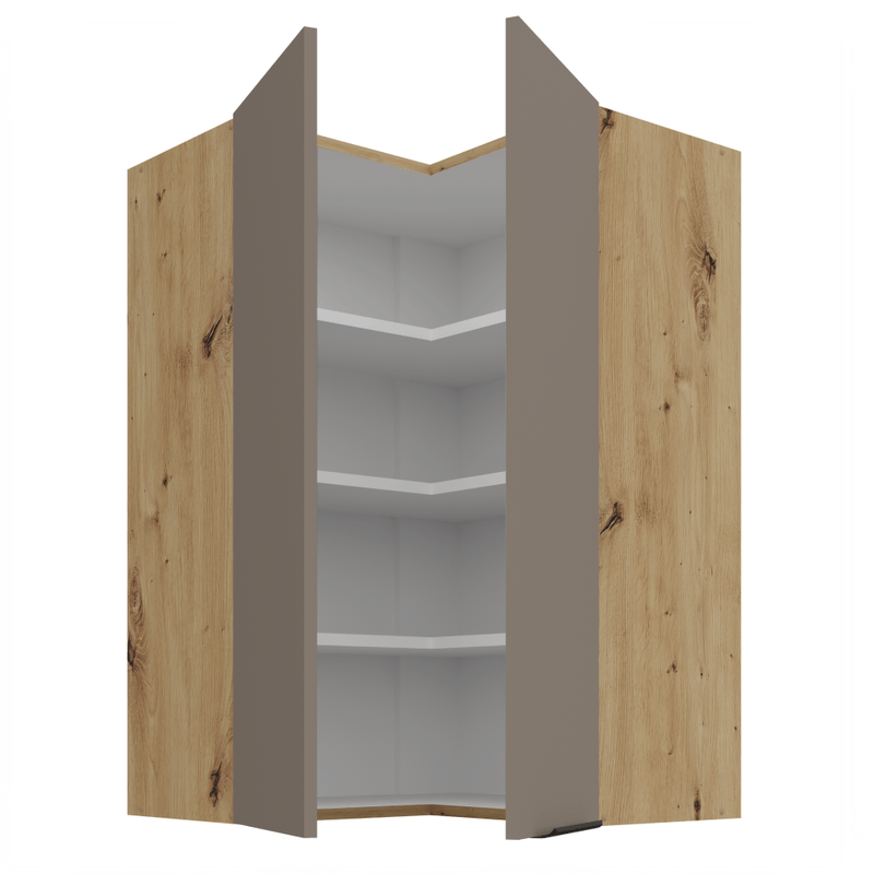 Casa si Gradina - Mobilier - Comode si corpuri - Corpuri bucatarie - Dulapior de colt superior, sandgrau/stejar artisan, FRISBO 60x60 GN-90 2F - Infinity.ro